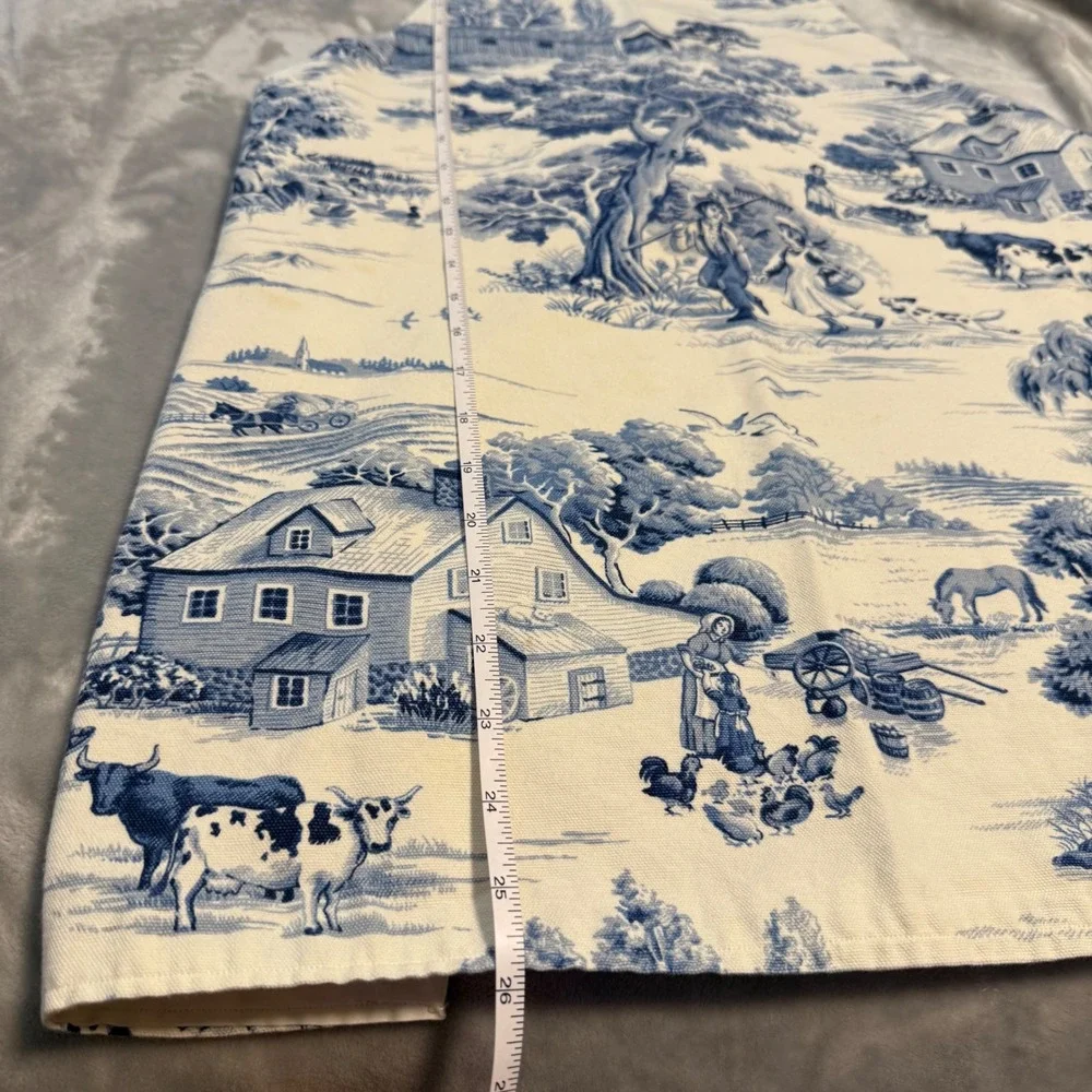 Blue Toile Farmhouse Apron Country Cottagecore Pastoral Scene Kitchen Cooking‎